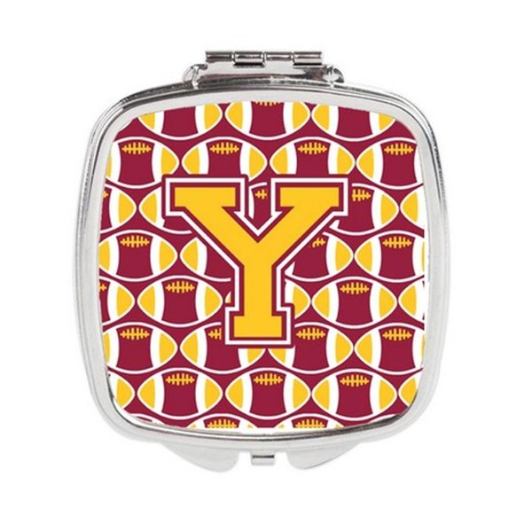 Carolines Treasures Letter Y Football Maroon and Gold Compact Mirror CJ1081-YSCM